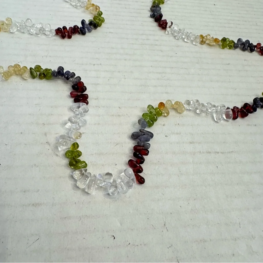 Natural Multi Gemstone Tear Drops Briolette Beaded Necklace 6-10 MM 38 Inch - Picture 14 of 16